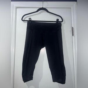 lululemon athletica Black Capri Leggings with Ruched Waistband